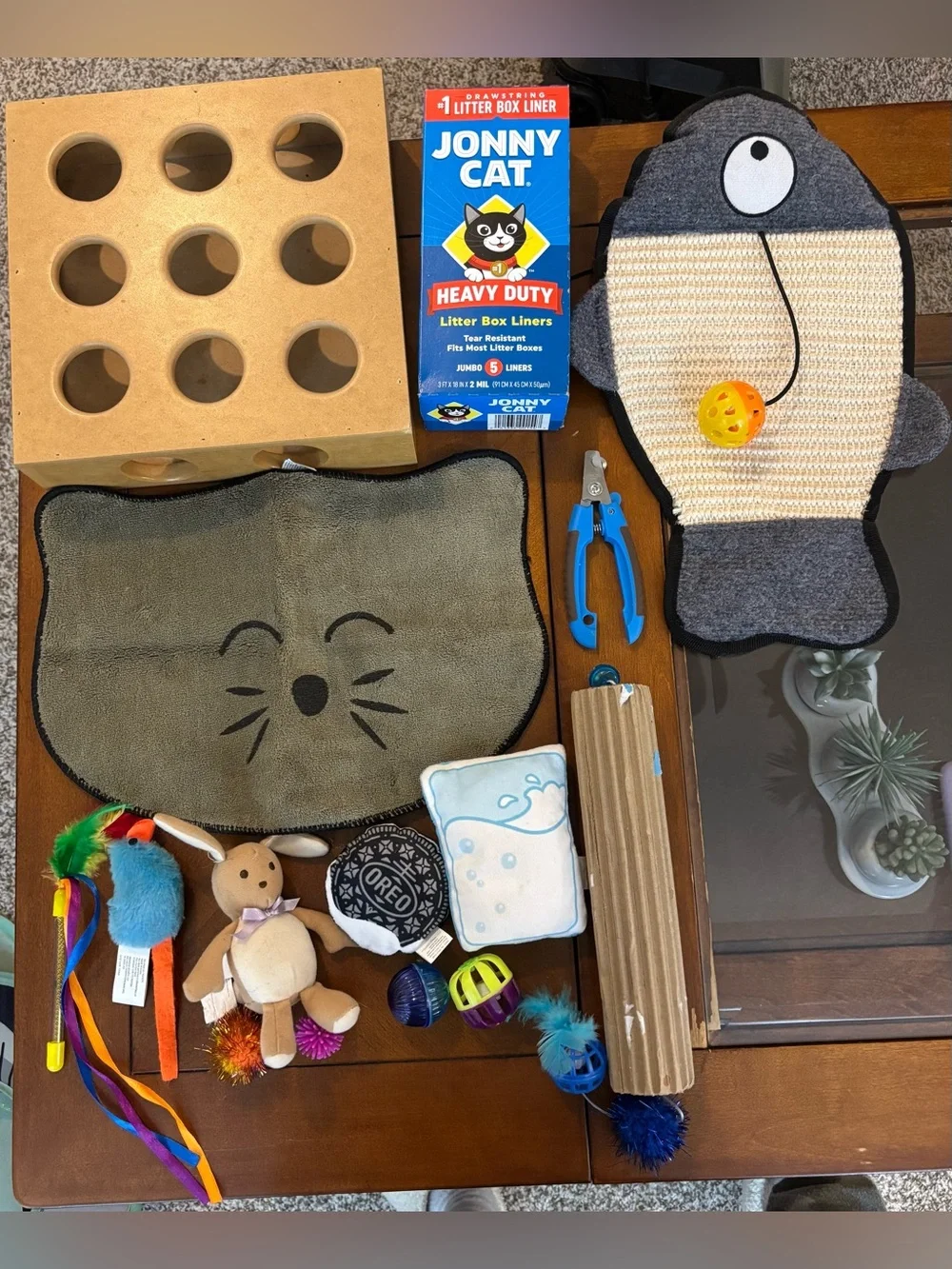 14 Piece Cat Bundle- Hanging & Interactive Toys, Litter Liners, Clippers, Mat